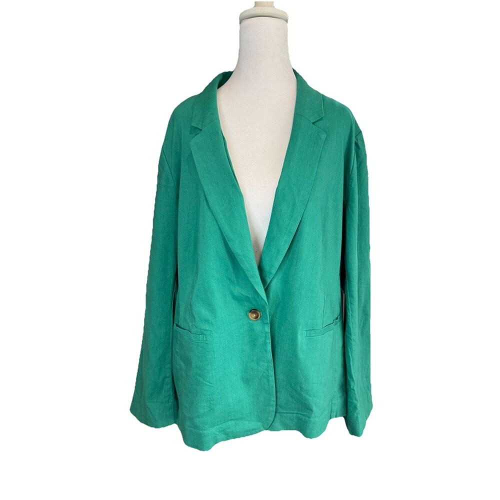 LC Lauren Conrad Blazer Petite XL Green Notch Collar 1-Button Jacket Women's NWT